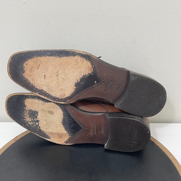 Salvatore Ferragamo Studio Shoes Men 10.5 D Brown Leather Made in Italy - Picture 10 of 13
